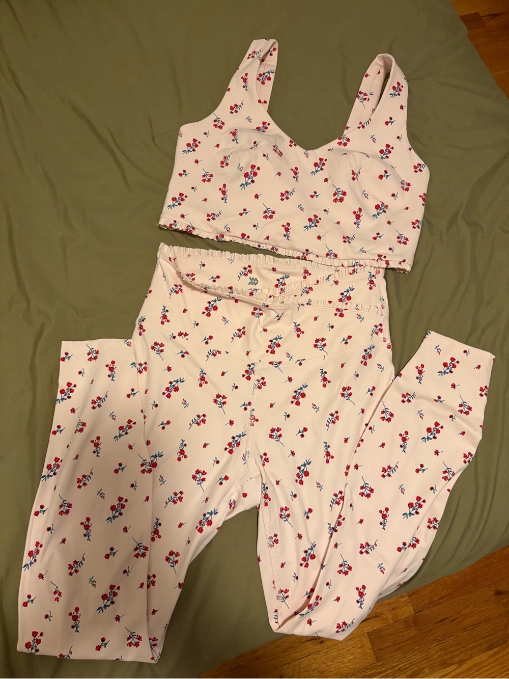 all in motion Pink Floral Crop Bralette & Leggings Set